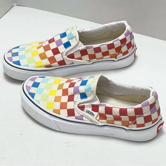Vans Checkered Shoes Women’s Sz 5 Canvas Colorful Classic Skate Slip-On Casual - Picture 5 of 13